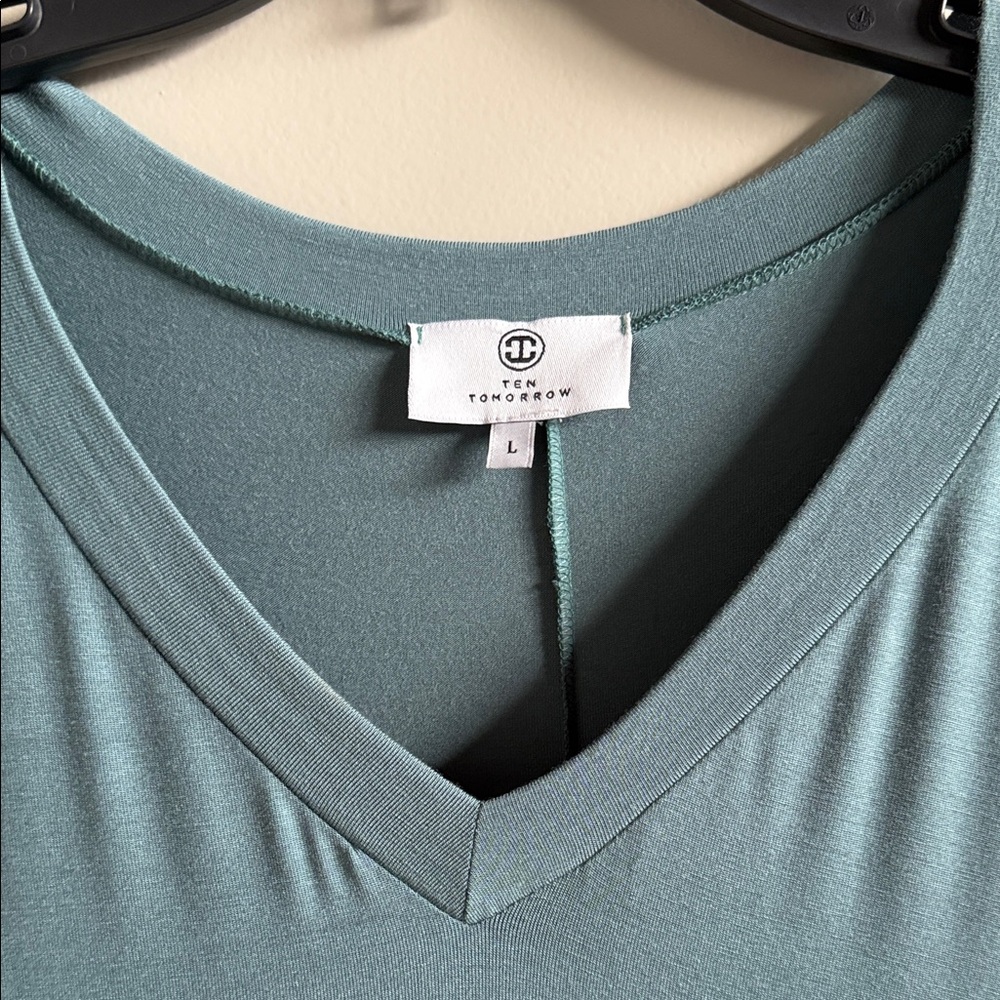 NWT Ten Tomorrow Lynette Dolman Sleeve Dress in Stone Green Size L - Picture 2 of 6
